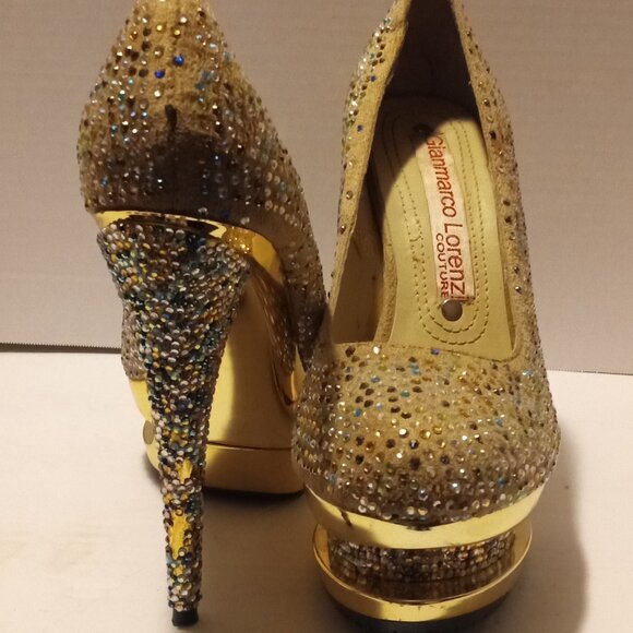 Gianmarco Lorenzi Sparkling Rhinestone Studded Platform Heels - Picture 3 of 7